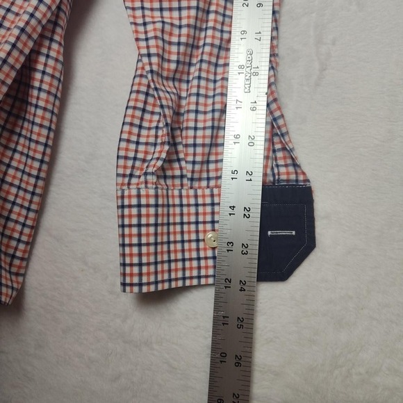 Eton Shirt Mens 16 41 Orange Blue Check Contemporary Fit Dress Button Up - Picture 11 of 12